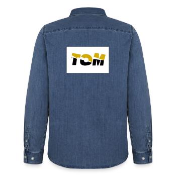 Tom - Männer Jeanshemd Organic von Stanley/Stella - verwaschenes Mittelblau  - Hinten - AI Model Male 185 light (185cm)