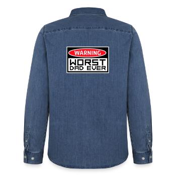 Worst Dad Ever Funny Sarcastic Father's Day Dad - Men’s Organic Denim Shirt by Stanley/Stella - mid washy  - Back - AI Model Male 185 light (185cm)
