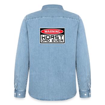 Worst Dad Ever Lustig Sarkastisch Vatertag Papa - Männer Jeanshemd Organic von Stanley/Stella - verwaschenes Hellblau - Hinten - AI Model Male 185 light (185cm)