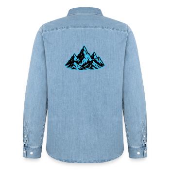 Mountains Summit Icon - Men’s Organic Denim Shirt by Stanley/Stella - light wash - Back - AI Model Male 185 light (185cm)