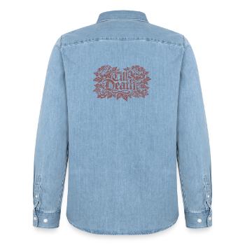 Till Death Florale Gothic | Valentine's Day - Men’s Organic Denim Shirt by Stanley/Stella - light wash - Back - AI Model Male 185 light (185cm)