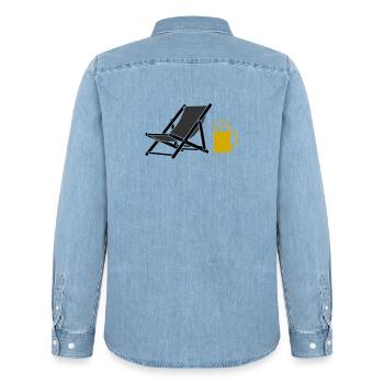 Beach Chair Beer Colored Vector - Men’s Organic Denim Shirt by Stanley/Stella - light wash - Back - AI Model Male 185 light (185cm)