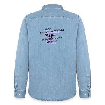 überdurchschnittlicher papa - Männer Jeanshemd Organic von Stanley/Stella - verwaschenes Hellblau - Hinten - AI Model Male 185 light (185cm)