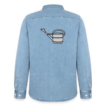 Watering can - Men’s Organic Denim Shirt by Stanley/Stella - light wash - Back - AI Model Male 185 light (185cm)