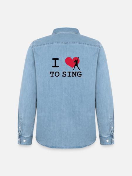 I Love To Sing - Chemise en denim homme bio Stanley/Stella - bleu clair délavé