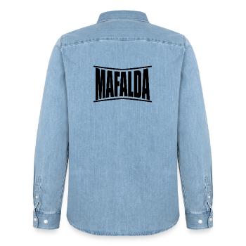 nom t-shirt Mafalda t-shirt idée cadeau - Chemise en denim homme bio Stanley/Stella - bleu clair délavé - Dos - AI Model Male 185 light (185cm)