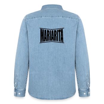 nom t-shirt Mariarita t-shirt idée cadeau - Chemise en denim homme bio Stanley/Stella - bleu clair délavé - Dos - AI Model Male 185 light (185cm)