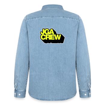 JGA-Crew 3D - Männer Jeanshemd Organic von Stanley/Stella - verwaschenes Hellblau - Hinten - AI Model Male 185 light (185cm)
