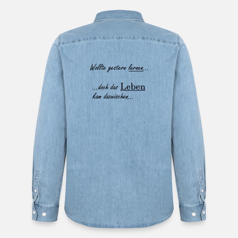 Unispruch "Wollte gestern lernen" Studenten - Männer Jeanshemd Organic von Stanley/Stella - verwaschenes Hellblau