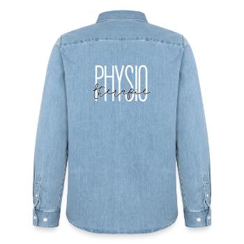 Stylish design for physiotherapy department - Men’s Organic Denim Shirt by Stanley/Stella - light wash - Back - AI Model Male 185 light (185cm)