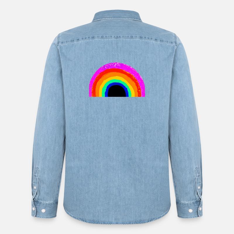 Lebendiger Regenbogenbogen - Männer Jeanshemd Organic von Stanley/Stella - verwaschenes Hellblau