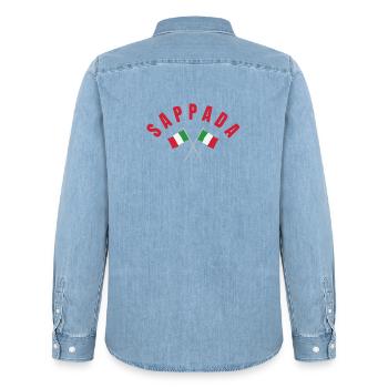 Drapeaux italiens de Sappada - Chemise en denim homme bio Stanley/Stella - bleu clair délavé - Dos - AI Model Male 185 light (185cm)