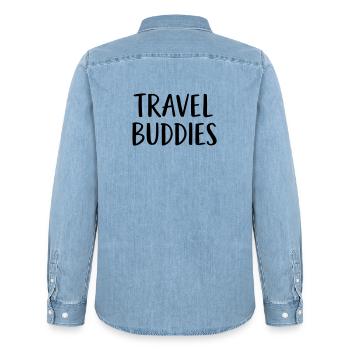 Travel buddies - Männer Jeanshemd Organic von Stanley/Stella - verwaschenes Hellblau - Hinten - AI Model Male 185 light (185cm)