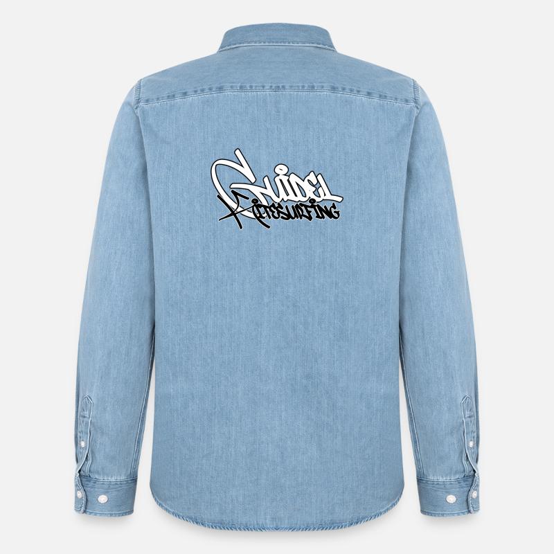 Surf Graffiti Kontrast-Tippfehler - Männer Jeanshemd Organic von Stanley/Stella - verwaschenes Hellblau