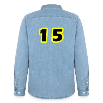 Symbole numérique 15 - Chemise en denim homme bio Stanley/Stella - bleu clair délavé - Dos - AI Model Male 185 light (185cm)