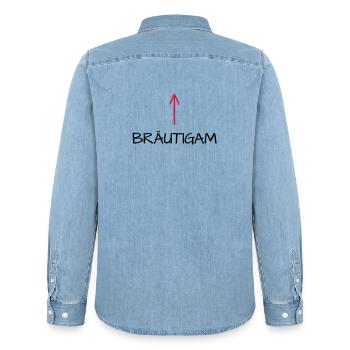 Bräutigam Junggesellenabschied Pfeil - Männer Jeanshemd Organic von Stanley/Stella - verwaschenes Hellblau - Hinten - AI Model Male 185 light (185cm)