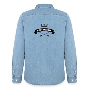 Meilleure Maman - Fête des Mères - Chemise en denim homme bio Stanley/Stella - bleu clair délavé - Dos - AI Model Male 185 light (185cm)