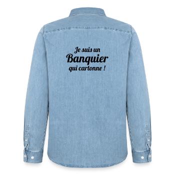 I'm a successful banker - Men’s Organic Denim Shirt by Stanley/Stella - light wash - Back - AI Model Male 185 light (185cm)