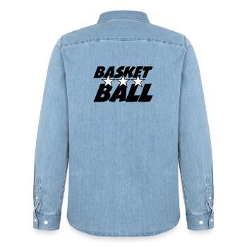 Basketball / Basketball / Basktet-Ball / Sport - Männer Jeanshemd Organic von Stanley/Stella - verwaschenes Hellblau - Hinten - AI Model Male 185 light (185cm)