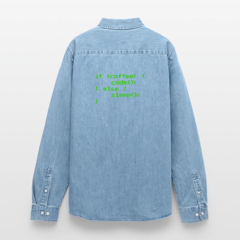No Coffee No Code Programmer Computer Scientist Men’s Organic Denim Shirt by Stanley/Stella