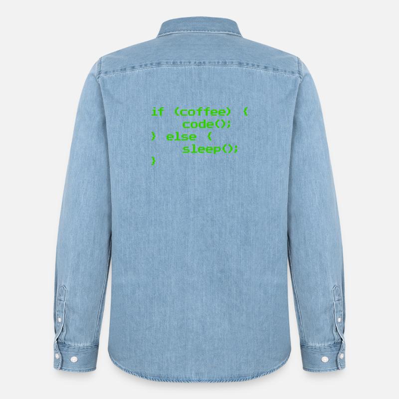 No Coffee No Code Programmer Computer Scientist - Men’s Organic Denim Shirt by Stanley/Stella - light wash