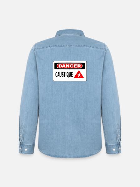 Panneau Danger Caustique - Chemise en denim homme bio Stanley/Stella - bleu clair délavé