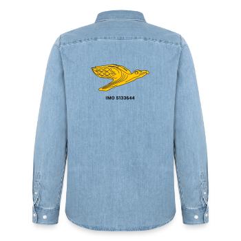 Gorch Fock - Voilier Albatros Marine - Chemise en denim homme bio Stanley/Stella - bleu clair délavé - Dos - AI Model Male 185 light (185cm)