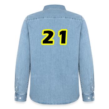 21 Zahl symbol - Männer Jeanshemd Organic von Stanley/Stella - verwaschenes Hellblau - Hinten - AI Model Male 185 light (185cm)