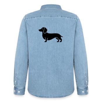 Dackel - Männer Jeanshemd Organic von Stanley/Stella - verwaschenes Hellblau - Hinten - AI Model Male 185 light (185cm)