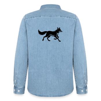 Running Fox - Men’s Organic Denim Shirt by Stanley/Stella - light wash - Back - AI Model Male 185 light (185cm)