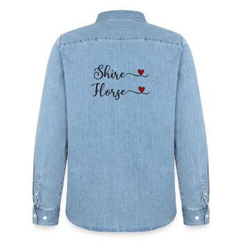 Shire Horse with a Heart - Men’s Organic Denim Shirt by Stanley/Stella - light wash - Back - AI Model Male 185 light (185cm)