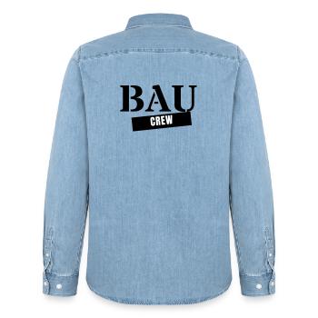 Construction Crew - Construction Worker Craftsman Construction Site Team - Men’s Organic Denim Shirt by Stanley/Stella - light wash - Back - AI Model Male 185 light (185cm)