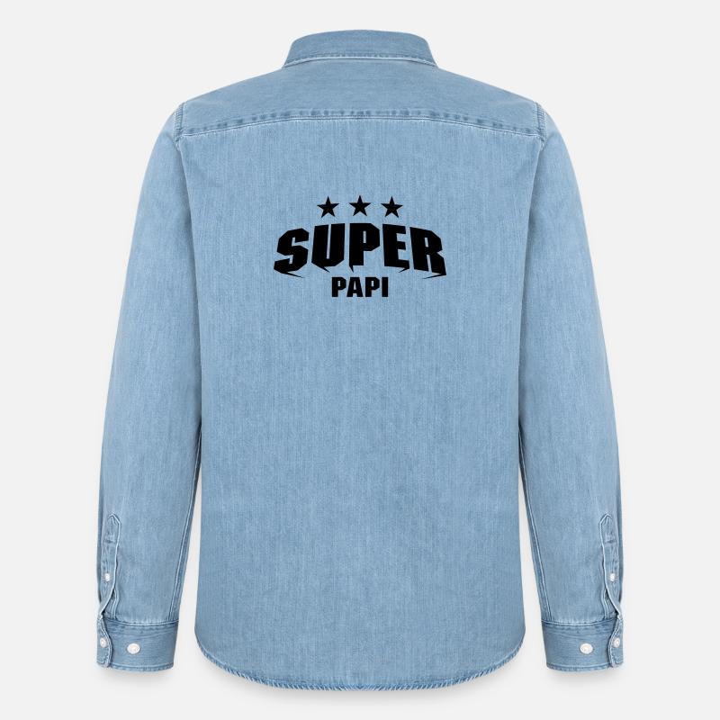 Super Papi - Männer Jeanshemd Organic von Stanley/Stella - verwaschenes Hellblau