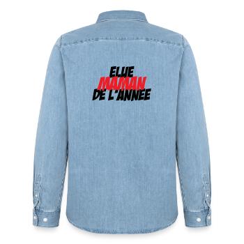 élue Maman de l'année - Chemise en denim homme bio Stanley/Stella - bleu clair délavé - Dos - AI Model Male 185 light (185cm)