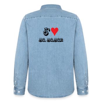 J'aime ma maman - Chemise en denim homme bio Stanley/Stella - bleu clair délavé - Dos - AI Model Male 185 light (185cm)