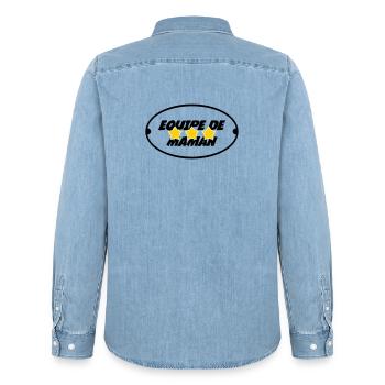 Equipe de Maman - Fête des Mères - Chemise en denim homme bio Stanley/Stella - bleu clair délavé - Dos - AI Model Male 185 light (185cm)