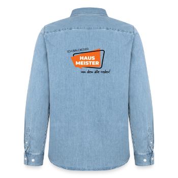 Hausmeister - Männer Jeanshemd Organic von Stanley/Stella - verwaschenes Hellblau - Hinten - AI Model Male 185 light (185cm)