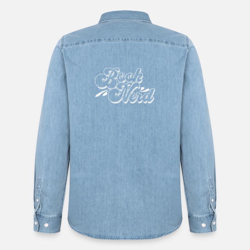 Brook Nerd Script Logo - Männer Jeanshemd Organic von Stanley/Stella - verwaschenes Hellblau