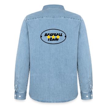 Baseball Team - Sport - Chemise en denim homme bio Stanley/Stella - bleu clair délavé - Dos - AI Model Male 185 light (185cm)