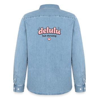 Delulu Thriving Logo - Männer Jeanshemd Organic von Stanley/Stella - verwaschenes Hellblau - Hinten - AI Model Male 185 light (185cm)