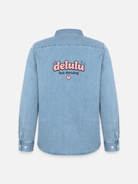 Delulu Thriving Logo - Männer Jeanshemd Organic von Stanley/Stella - verwaschenes Hellblau