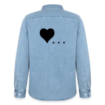 Cœur à trois points – Conception de symboles - Chemise en denim homme bio Stanley/Stella - bleu clair délavé - Dos - AI Model Male 185 light (185cm)