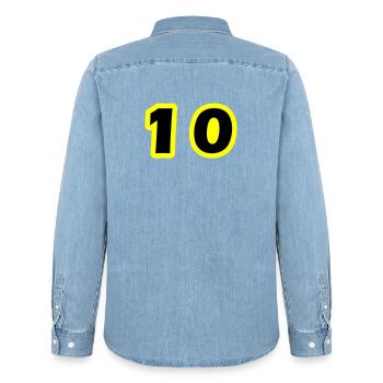 10 Symbole numérique - Chemise en denim homme bio Stanley/Stella - bleu clair délavé - Dos - AI Model Male 185 light (185cm)