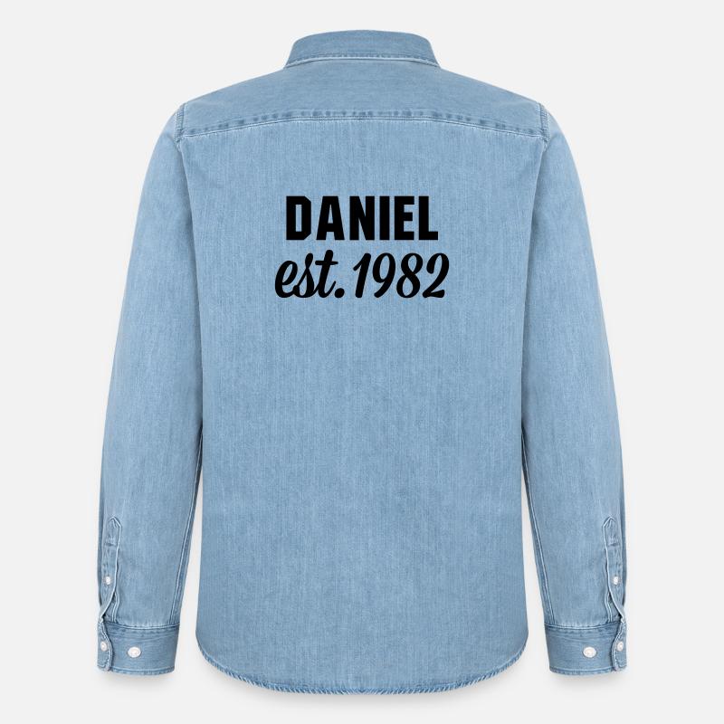 Daniel est 1982 - Männer Jeanshemd Organic von Stanley/Stella - verwaschenes Hellblau