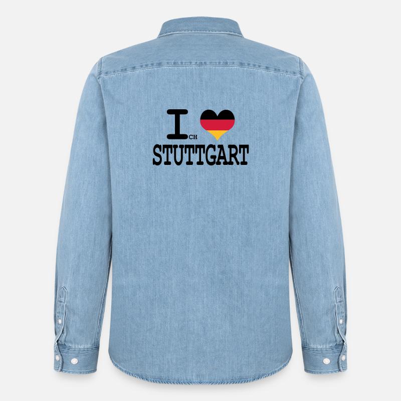 ich liebe stuttgart - Männer Jeanshemd Organic von Stanley/Stella - verwaschenes Hellblau