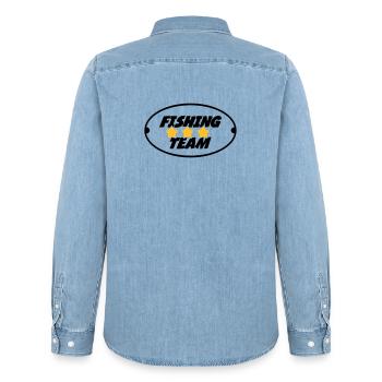 Fishing Team - Chemise en denim homme bio Stanley/Stella - bleu clair délavé - Dos - AI Model Male 185 light (185cm)