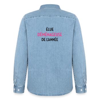 frachtführer / möbelpacker / mover / bewegen - Männer Jeanshemd Organic von Stanley/Stella - verwaschenes Hellblau - Hinten - AI Model Male 185 light (185cm)