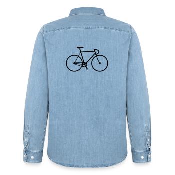 Vélo de route symbole vélo fixie vélo à vitesse unique - Chemise en denim homme bio Stanley/Stella - bleu clair délavé - Dos - AI Model Male 185 light (185cm)