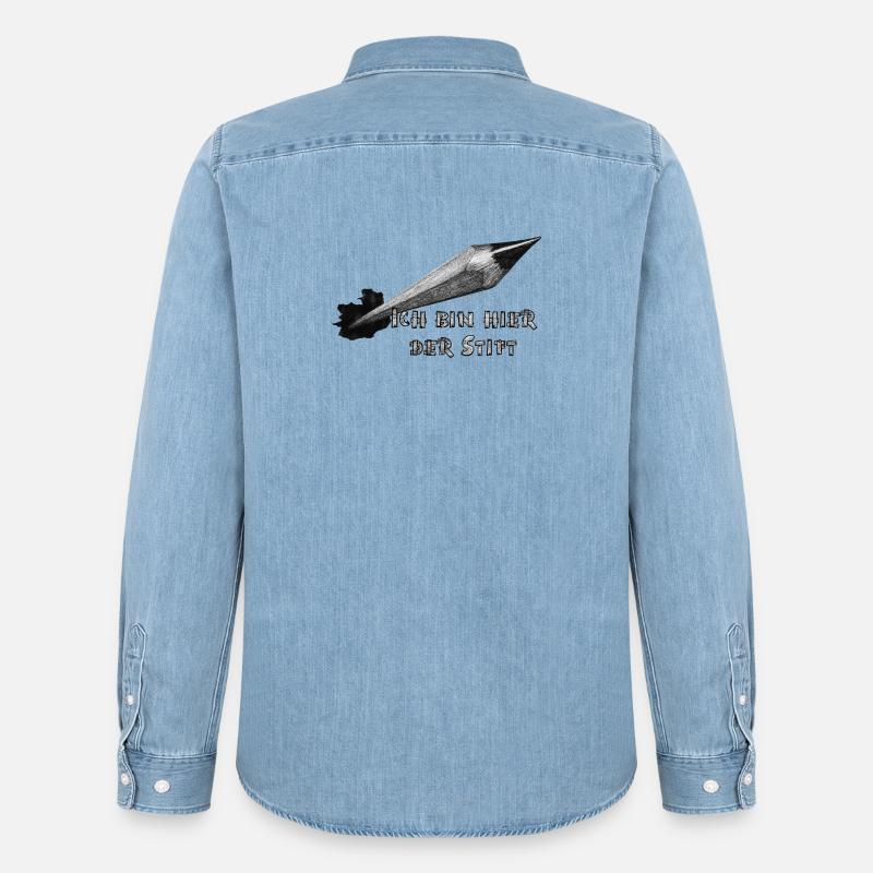 Ich bin hier der Stift - Männer Jeanshemd Organic von Stanley/Stella - verwaschenes Hellblau