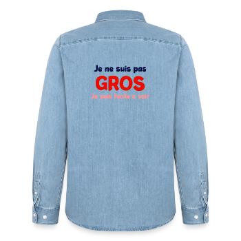 Je ne suis pas gros humour - Chemise en denim homme bio Stanley/Stella - bleu clair délavé - Dos - AI Model Male 185 light (185cm)